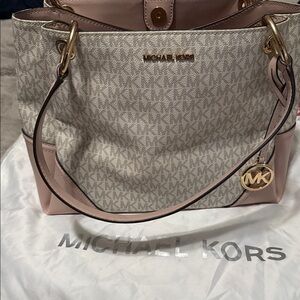 Michael Kors Signature Pink and Cream Shoulder Bag